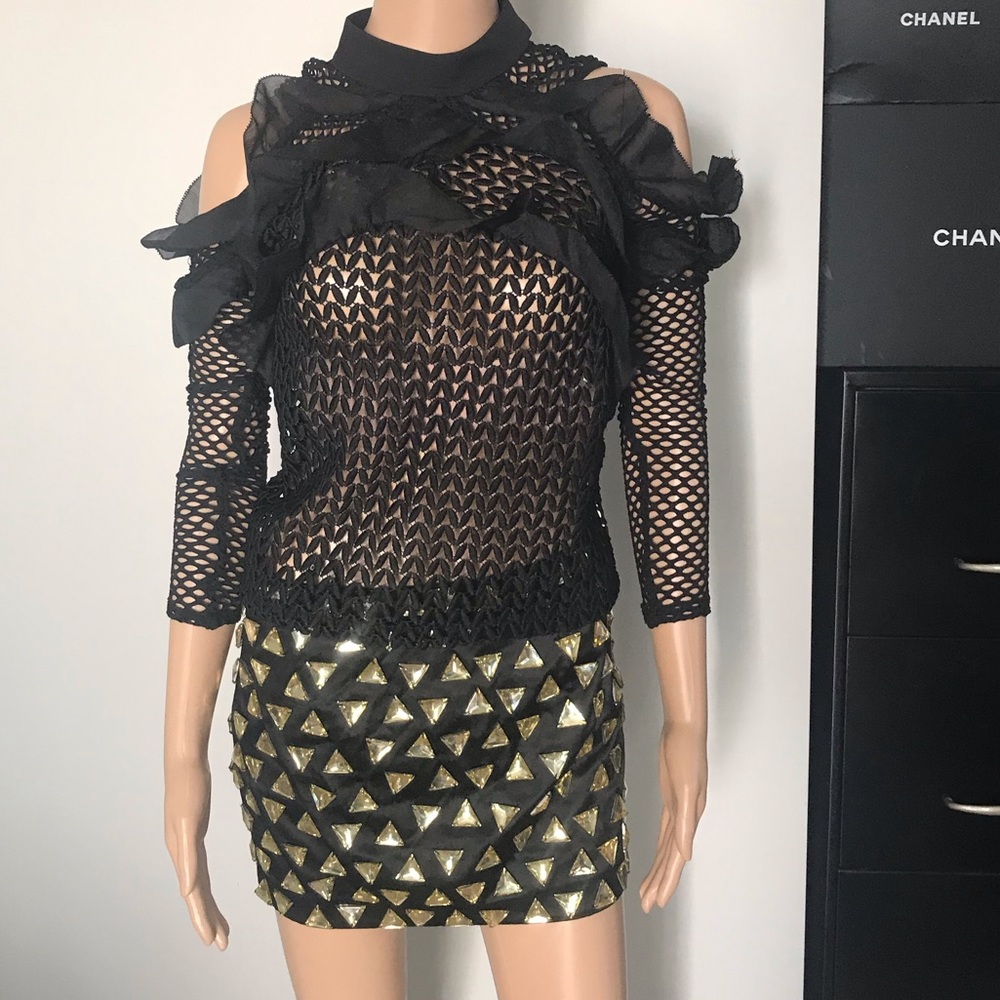 Bebe rare Small  mini skirt  black mirrored zipper